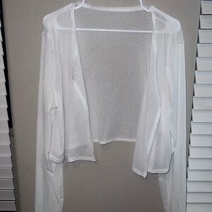 SHEIN White Lightweight Open-Front Mesh Cardigan